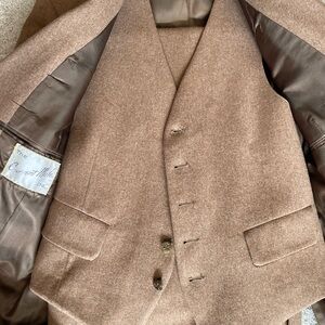 The Current Male Ltd. 3-piece tan brown wool suit